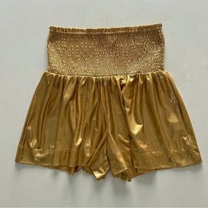 Blue B Gold Metallic High-Waisted Flare Shorts Party Spring Trend Size M